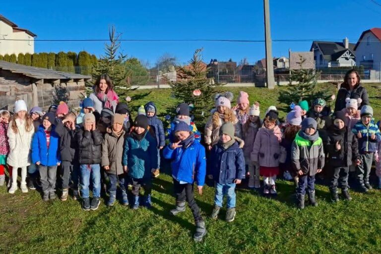 Dekorowanie choinek przy żywej szopce
